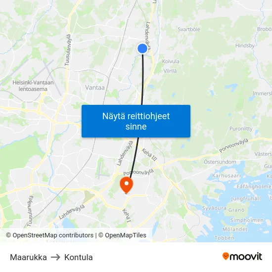 Maarukka to Kontula map