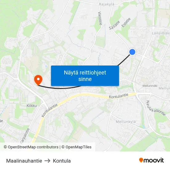 Maalinauhantie to Kontula map