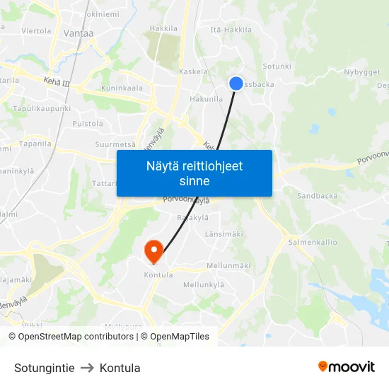 Sotungintie to Kontula map