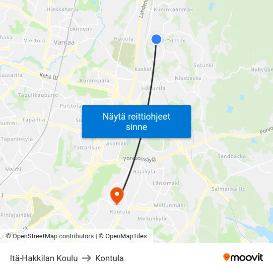 Itä-Hakkilan Koulu to Kontula map