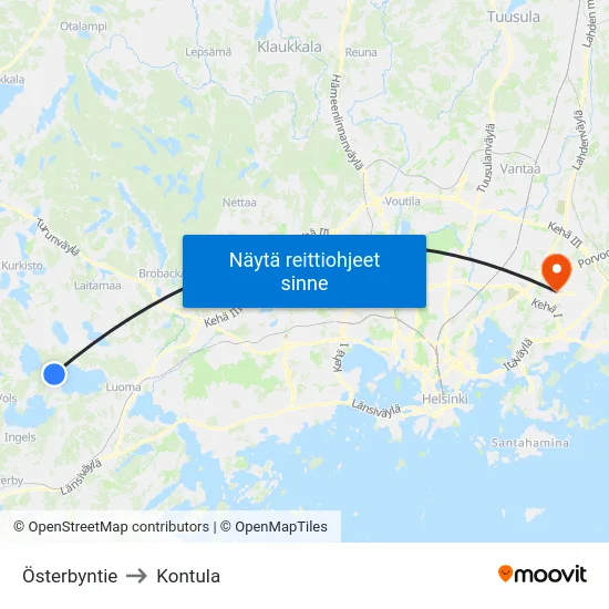 Österbyntie to Kontula map