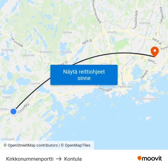 Kirkkonummenportti to Kontula map