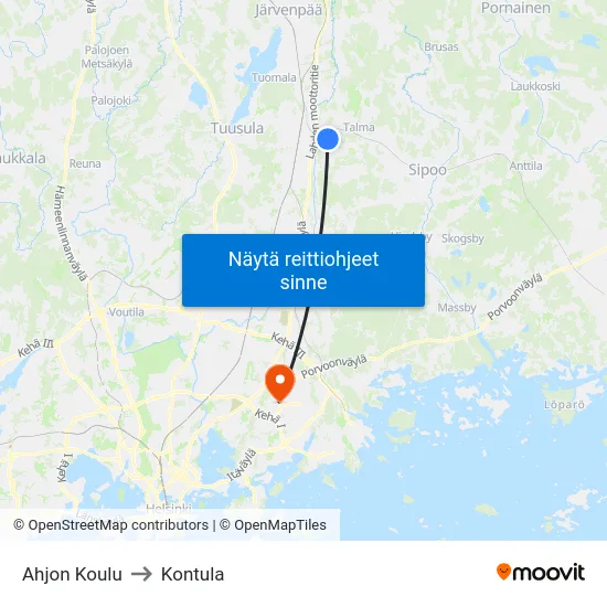 Ahjon Koulu to Kontula map