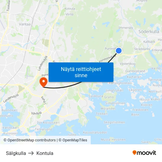 Sälgkulla to Kontula map