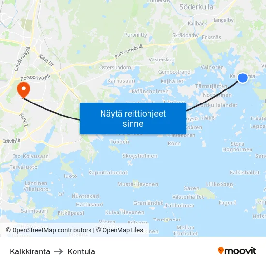 Kalkkiranta to Kontula map