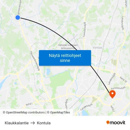 Klaukkalantie to Kontula map