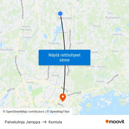 Palvelulinja Jamppa to Kontula map