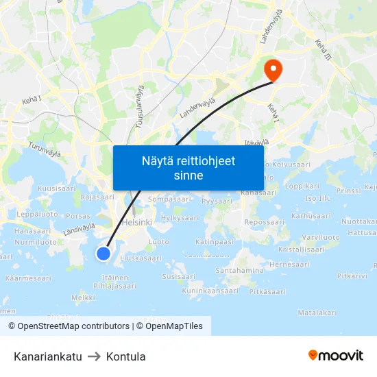 Kanariankatu to Kontula map