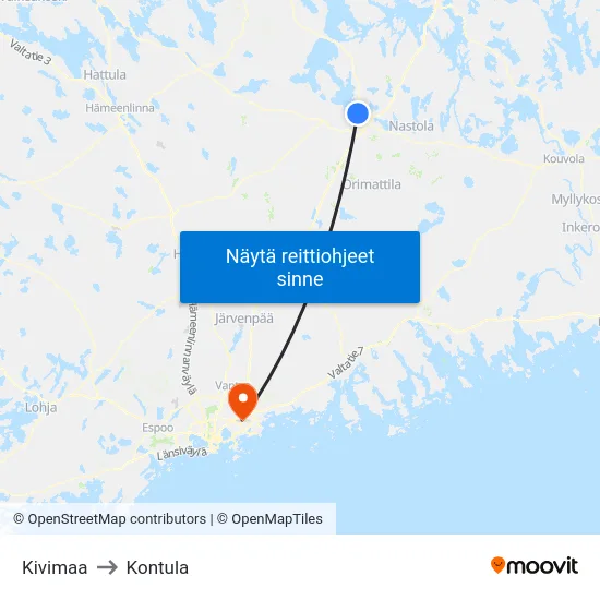 Kivimaa to Kontula map