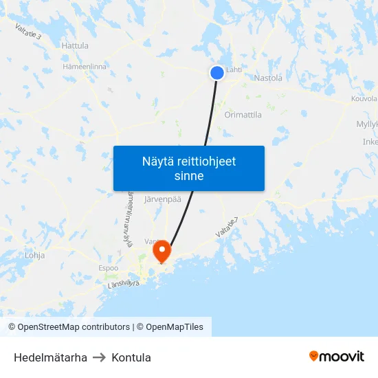 Hedelmätarha to Kontula map