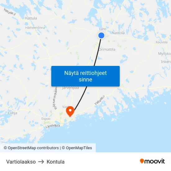 Vartiolaakso to Kontula map