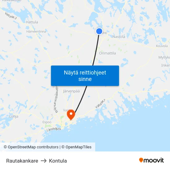 Rautakankare to Kontula map