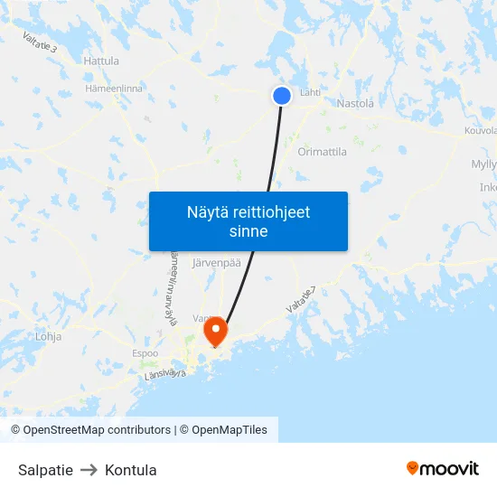 Salpatie to Kontula map