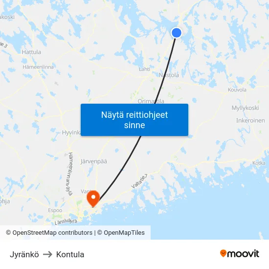 Jyränkö to Kontula map