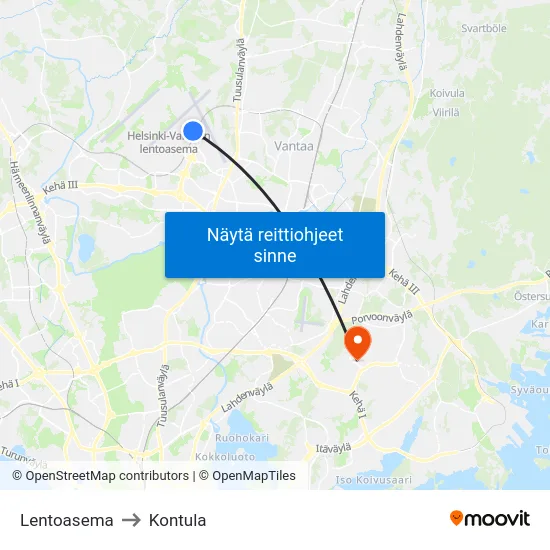 Lentoasema to Kontula map