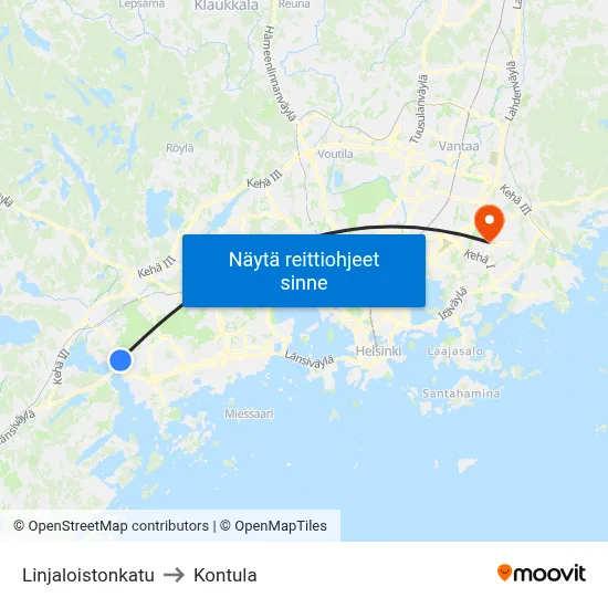 Linjaloistonkatu to Kontula map