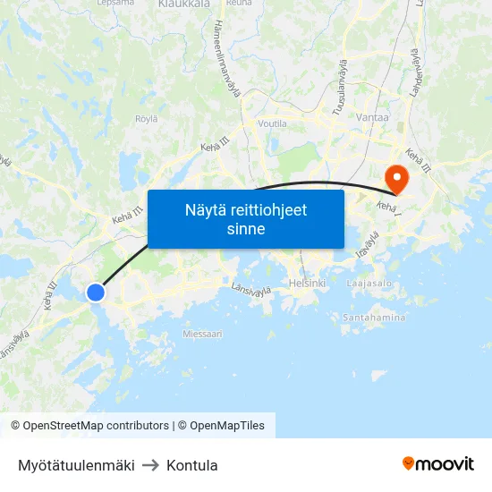 Myötätuulenmäki to Kontula map