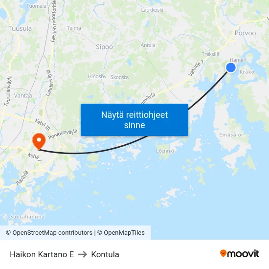 Haikon Kartano E to Kontula map