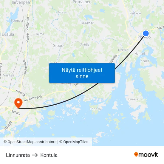 Linnunrata to Kontula map