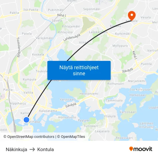 Näkinkuja to Kontula map