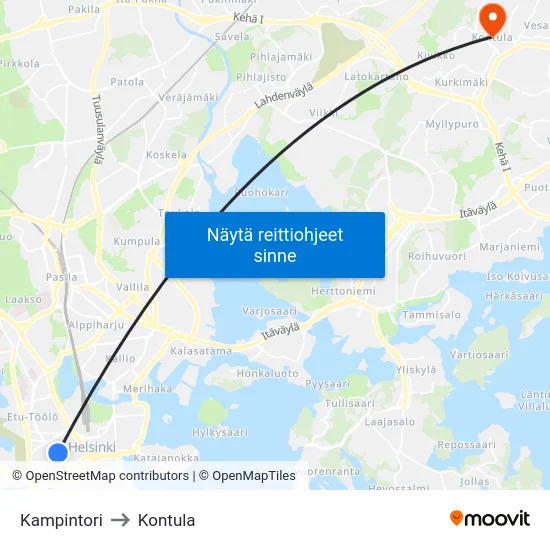 Kampintori to Kontula map