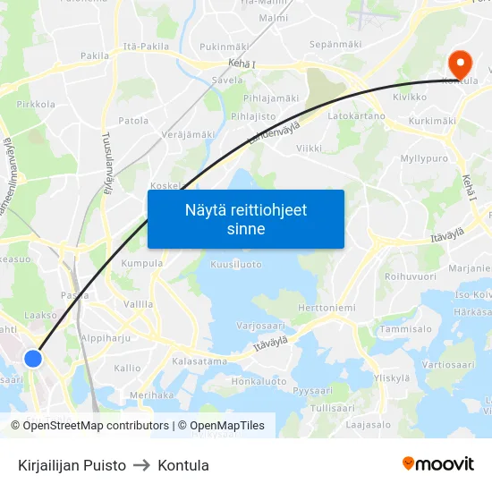 Kirjailijan Puisto to Kontula map