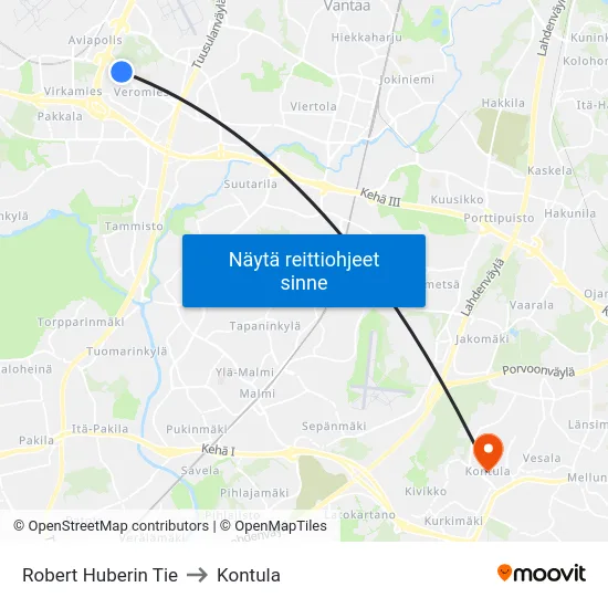 Robert Huberin Tie to Kontula map