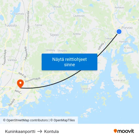 Kuninkaanportti to Kontula map