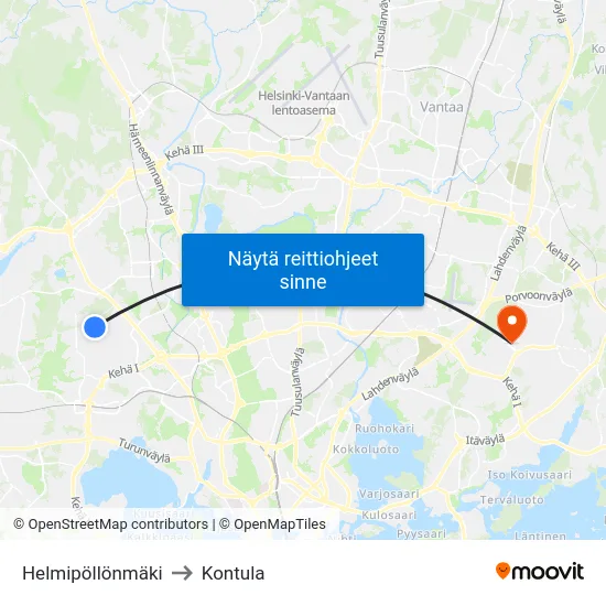 Helmipöllönmäki to Kontula map