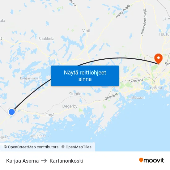 Karjaa Asema to Kartanonkoski map