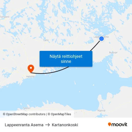 Lappeenranta Asema to Kartanonkoski map