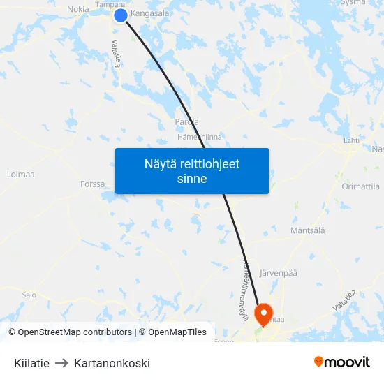 Kiilatie to Kartanonkoski map