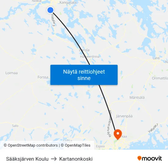 Sääksjärven Koulu to Kartanonkoski map