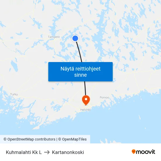 Kuhmalahti Kk L to Kartanonkoski map