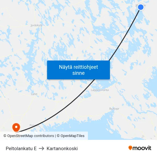 Peltolankatu E to Kartanonkoski map