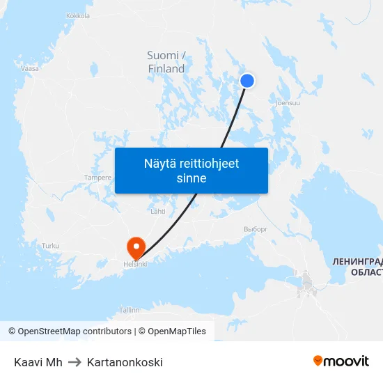 Kaavi Mh to Kartanonkoski map