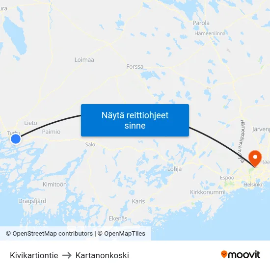Kivikartiontie to Kartanonkoski map