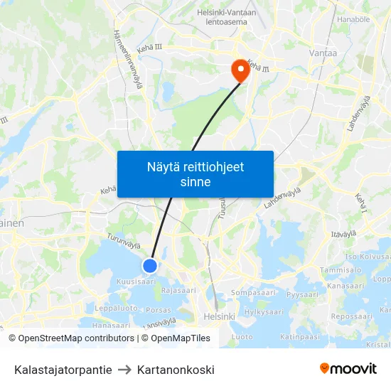 Kalastajatorpantie to Kartanonkoski map