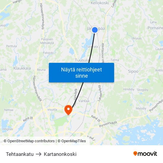 Tehtaankatu to Kartanonkoski map