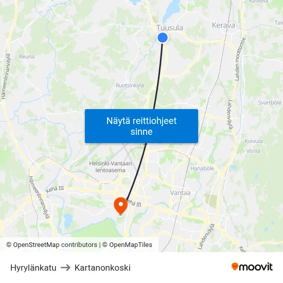 Hyrylänkatu to Kartanonkoski map