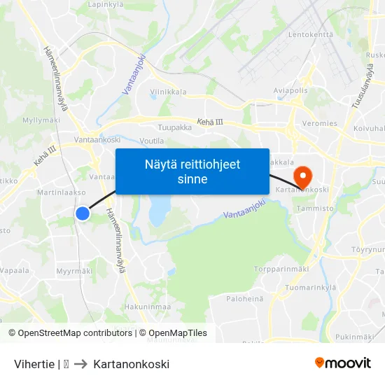 Vihertie | 🌳 to Kartanonkoski map