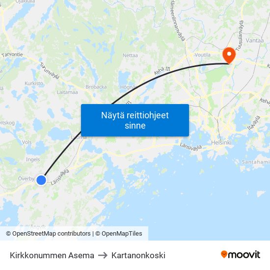 Kirkkonummen Asema to Kartanonkoski map