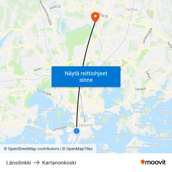 Länsilinkki to Kartanonkoski map