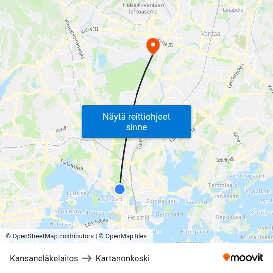 Kansaneläkelaitos to Kartanonkoski map