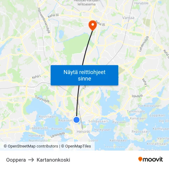 Ooppera to Kartanonkoski map