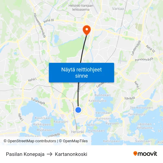 Pasilan Konepaja to Kartanonkoski map