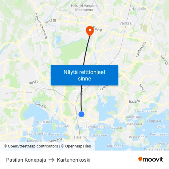 Pasilan Konepaja to Kartanonkoski map