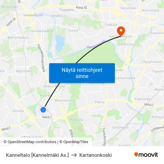 Kanneltalo [Kannelmäki As.] to Kartanonkoski map