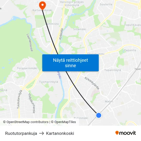 Ruotutorpankuja to Kartanonkoski map