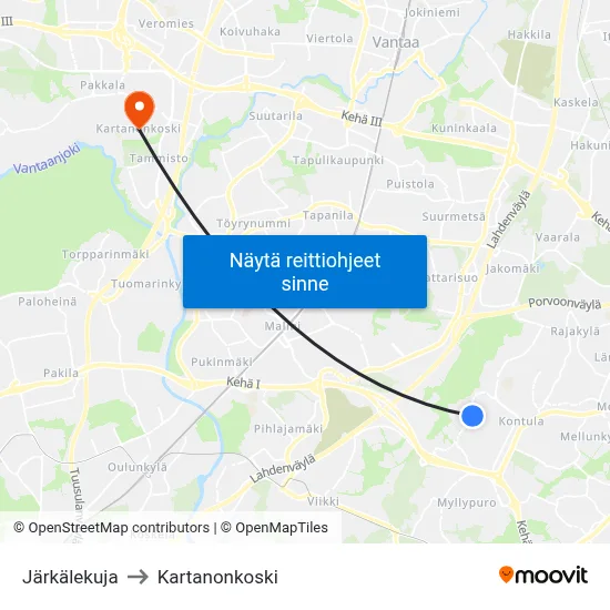Järkälekuja to Kartanonkoski map